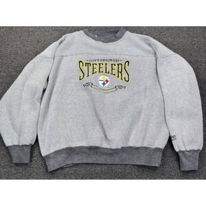 Vintage Pittsburgh Steelers NFL Lee Sport Embroidered Gray Sweatshirt Size XL